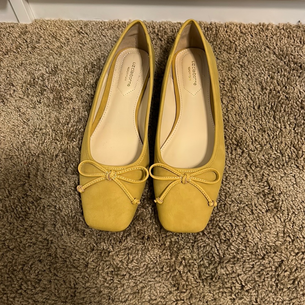Yellow suede flats